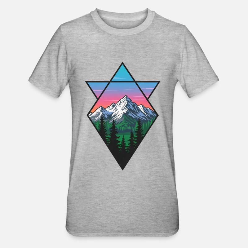 Diamond Mountains Dämmerung - Unisex Polycotton T-Shirt - Grau meliert
