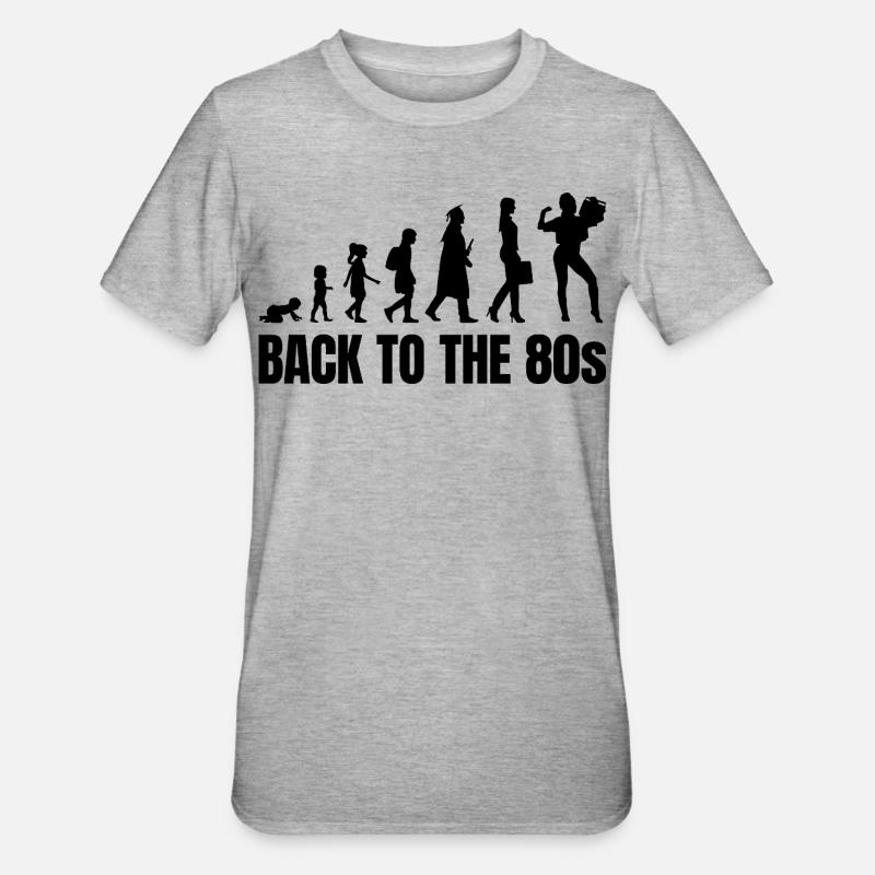 80er Jahre Evolution - Unisex Polycotton T-Shirt - Grau meliert