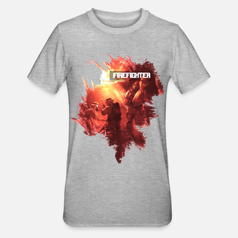 Pompier - T-shirt polycoton Unisexe - gris chiné