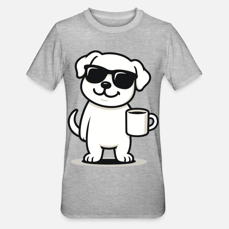 Chiot de café - T-shirt polycoton Unisexe - gris chiné