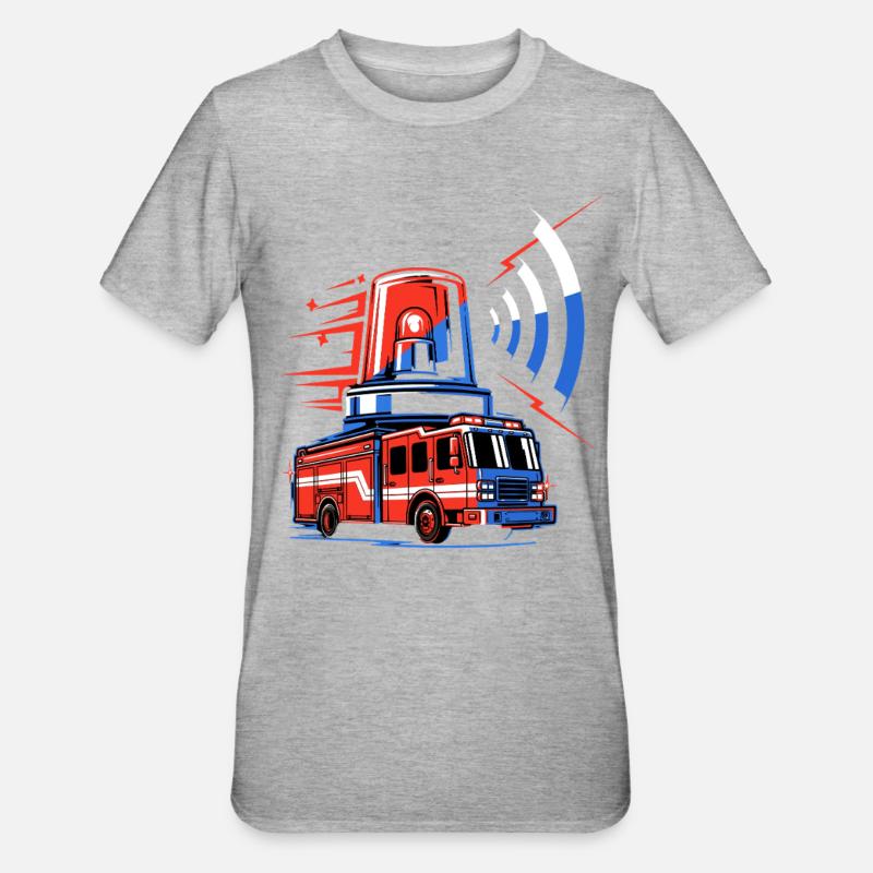 Camion de pompiers avec sirène - T-shirt polycoton Unisexe - gris chiné