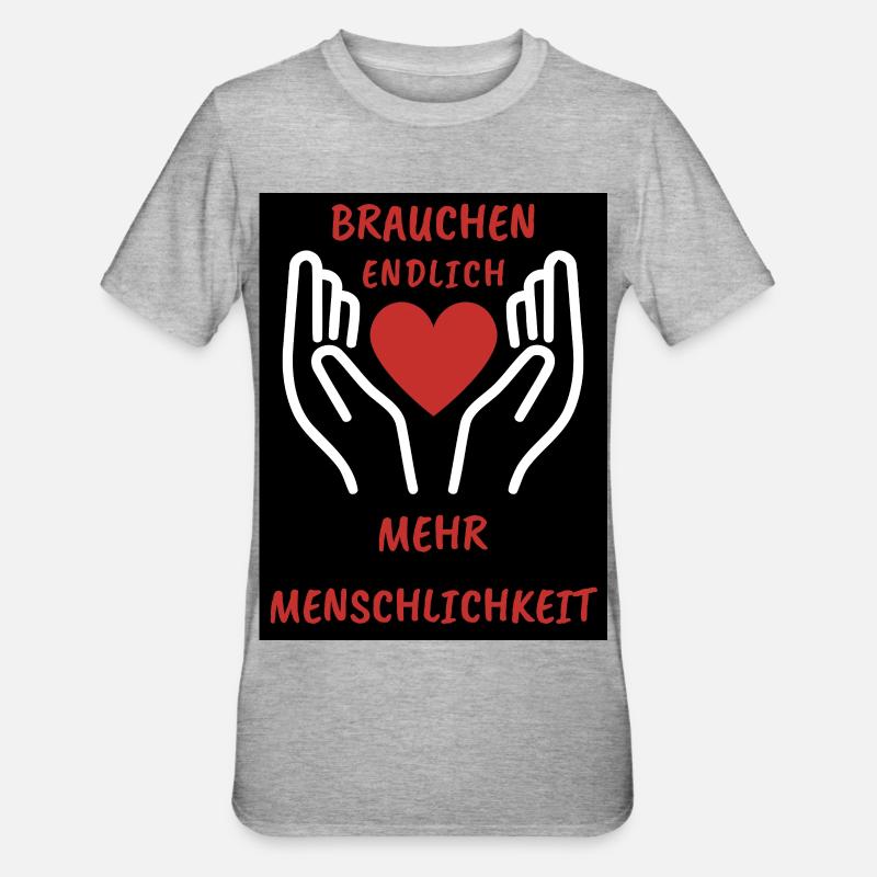 Herz- und Handdesign mit Botschaft - Unisex Polycotton T-Shirt - Grau meliert