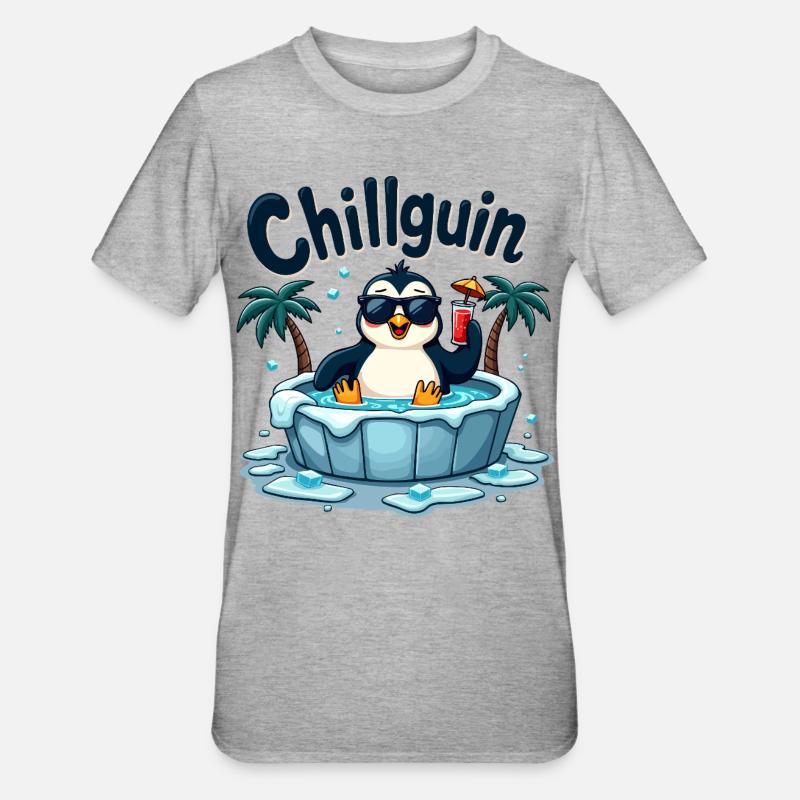 Chillguin – Coolness auf Eis - Unisex Polycotton T-Shirt - Grau meliert