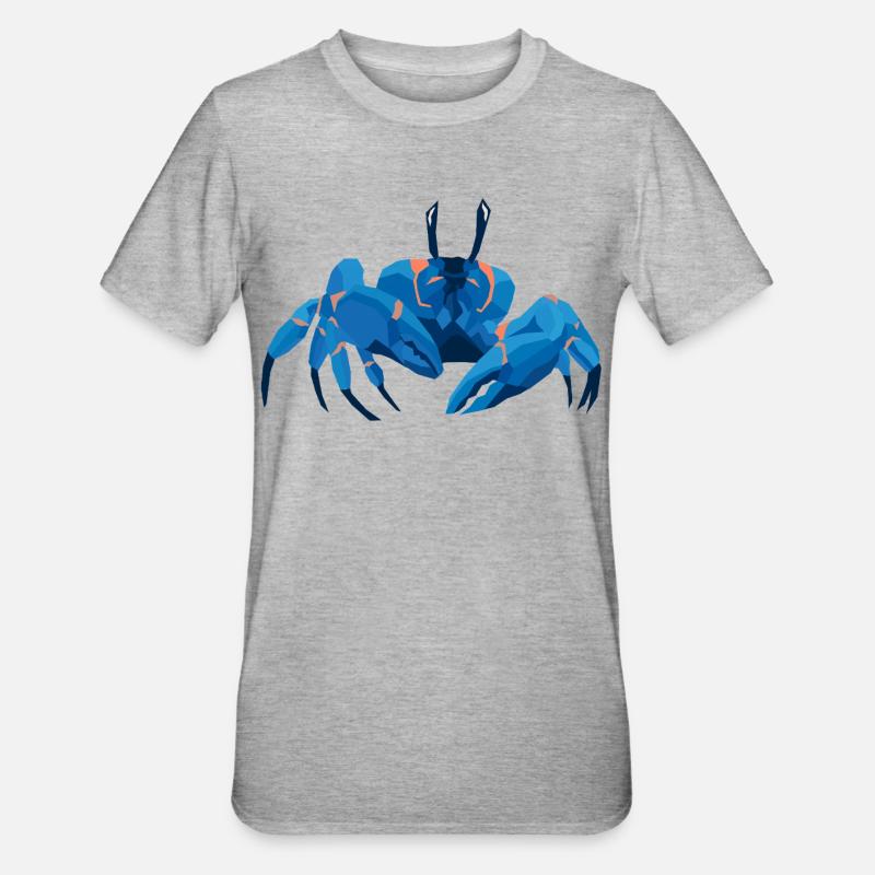 Blaue Krabbe Polygonaler Stil - Unisex Polycotton T-Shirt - Grau meliert