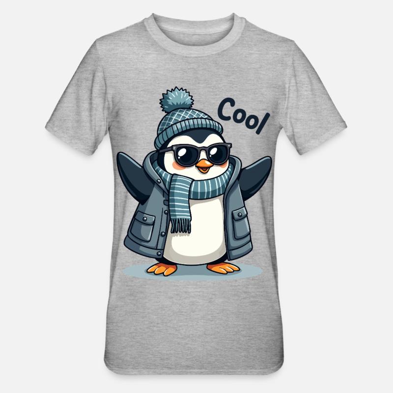 Coolguin - le pingouin cool - T-shirt polycoton Unisexe - gris chiné