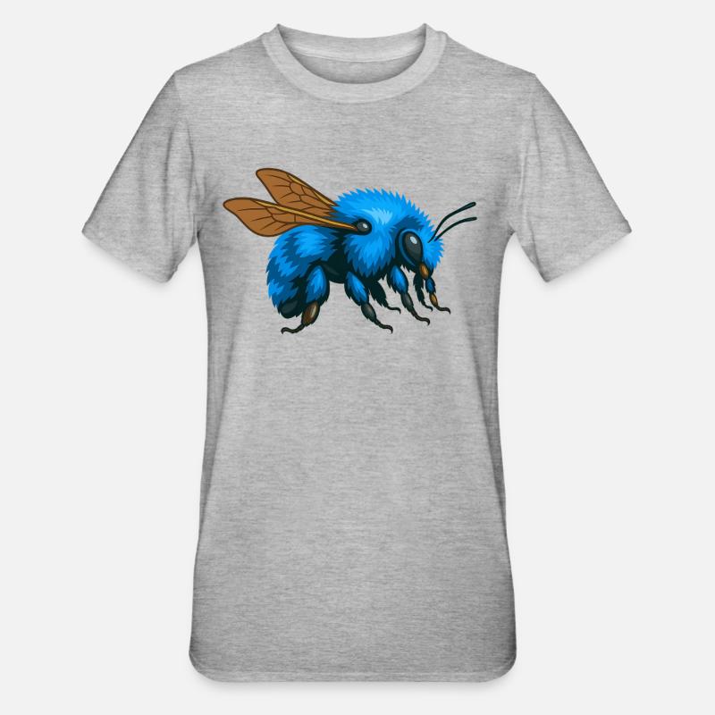 Blaue Hummel rechts - Unisex Polycotton T-Shirt - Grau meliert