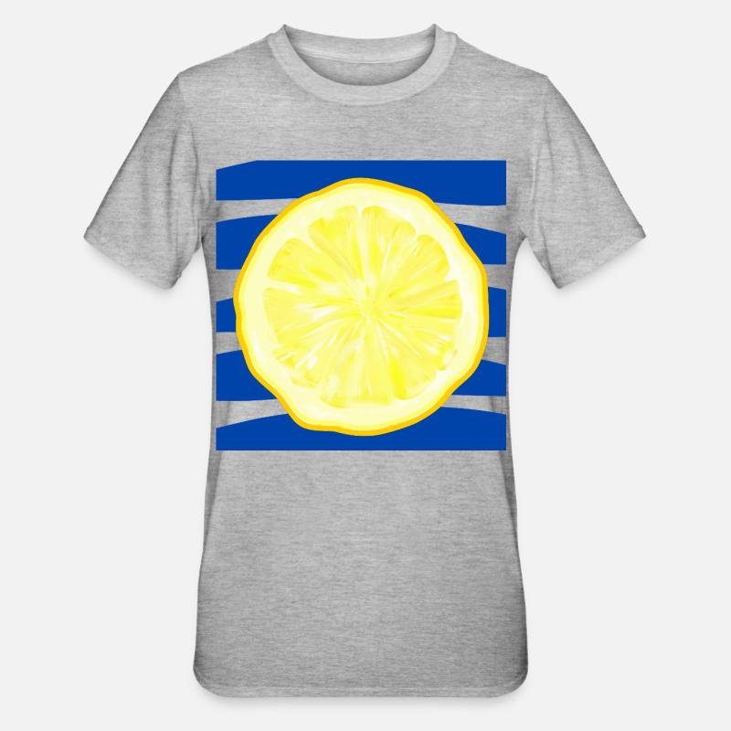 FRUITS D’ÉTÉ, CITRONS, MER - T-shirt polycoton Unisexe - gris chiné
