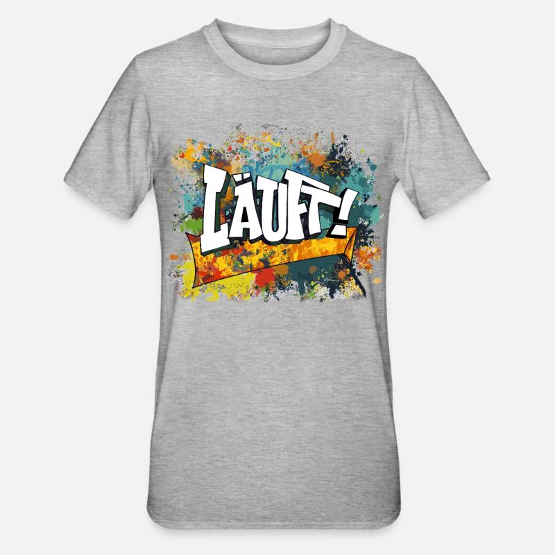 Graffiti Kunst Spaß Design läuft - Unisex Polycotton T-Shirt - Grau meliert