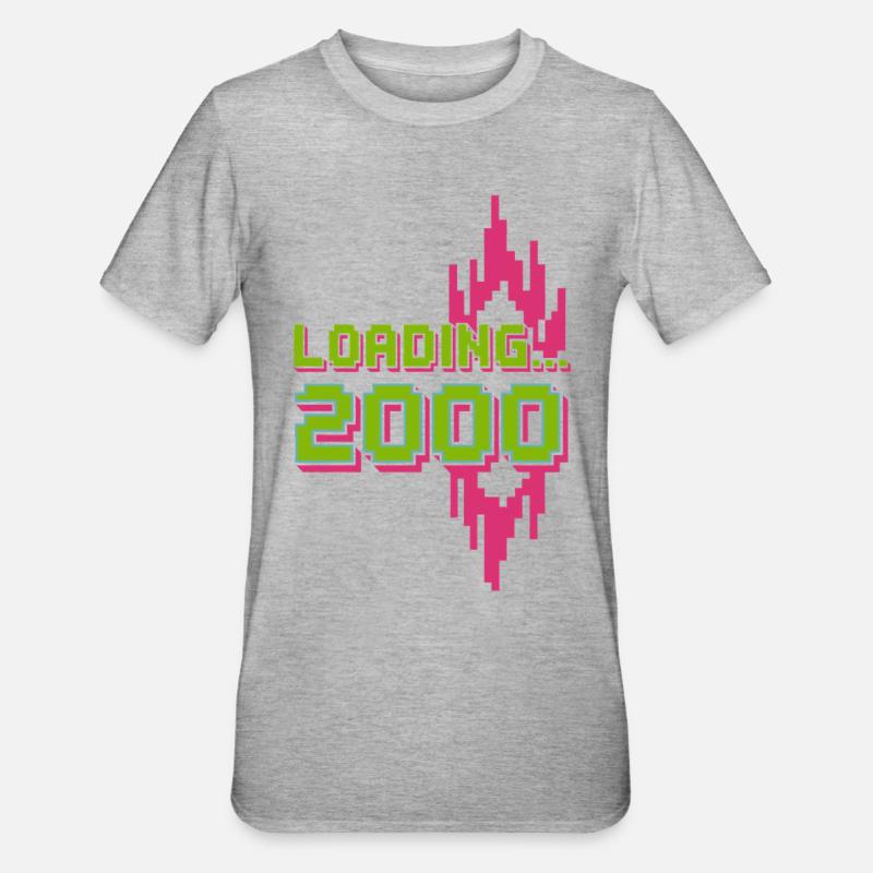 Retro Pixel Loading 2000 Design - Unisex Polycotton T-Shirt - Grau meliert