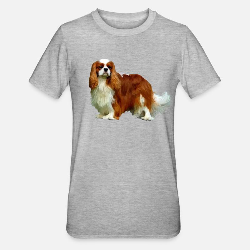Cavalier King Charles Spaniel - T-shirt polycoton Unisexe - gris chiné