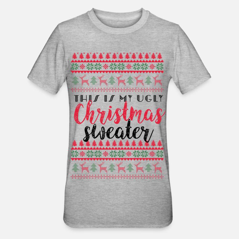 C’est mon pull de Noël moche - T-shirt polycoton Unisexe - gris chiné