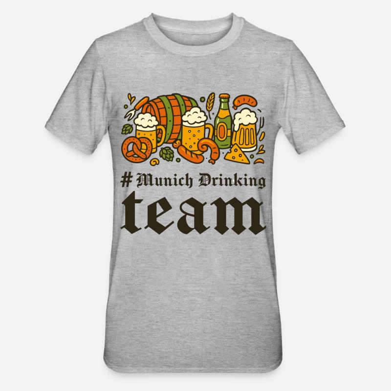 Münchner Biergarten Fest Design - Unisex Polycotton T-Shirt - Grau meliert