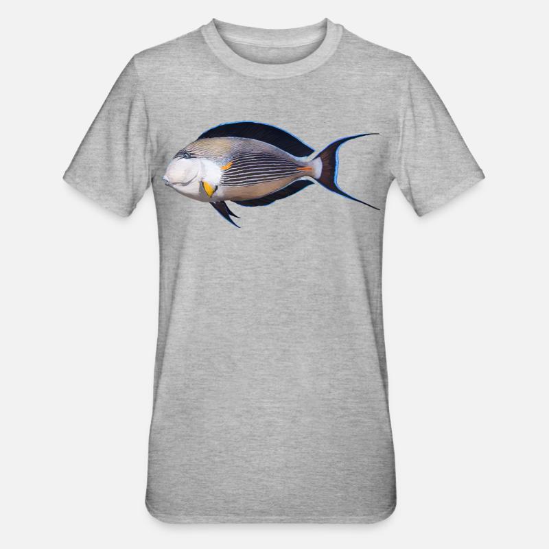 Fisch - Unisex Polycotton T-Shirt - Grau meliert