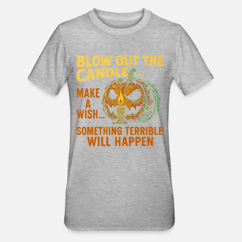 Spooky Halloween Pumpkin with Candle - Unisex Polycotton T-Shirt - heather grey