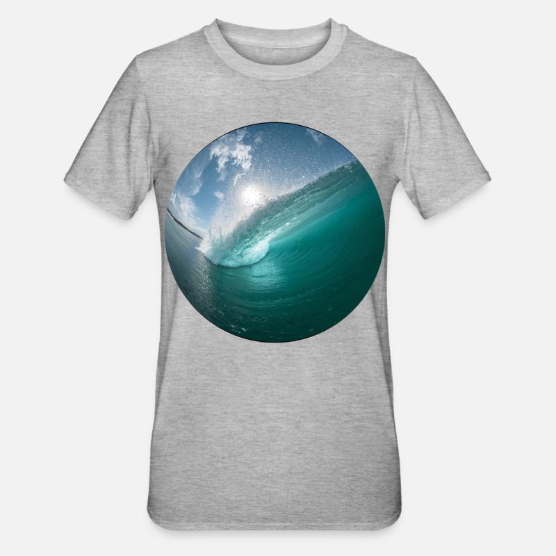 Breakwater Beach Pattern - Unisex Polycotton T-Shirt - heather grey