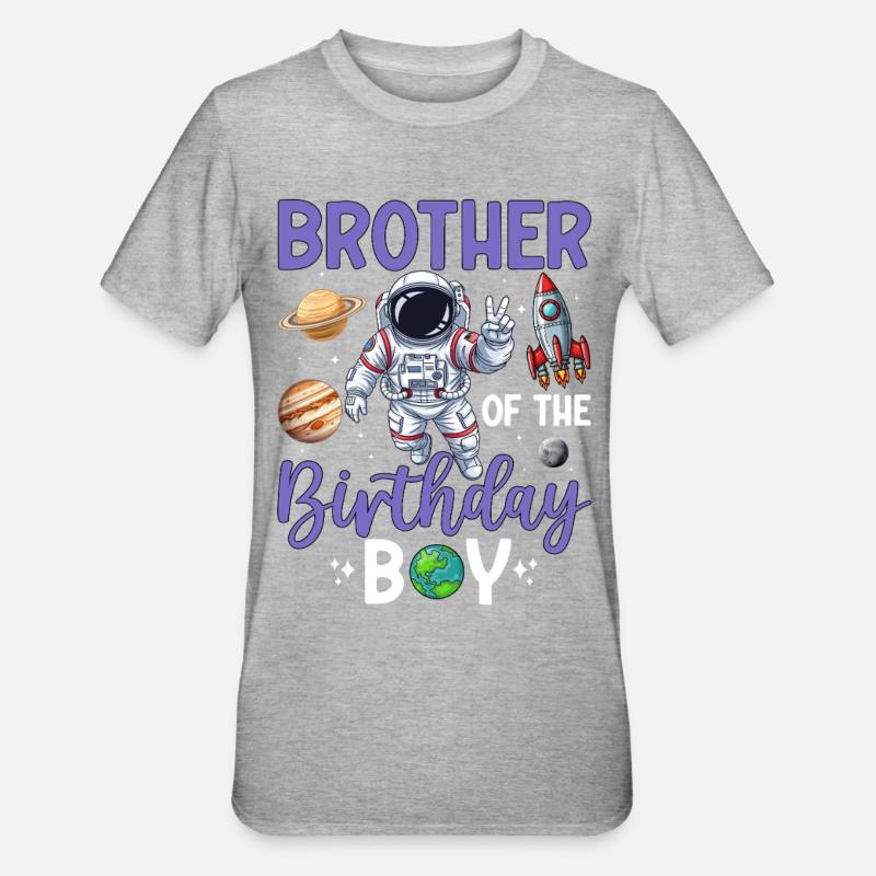 Conception d'anniversaire Space Brother - T-shirt polycoton Unisexe - gris chiné