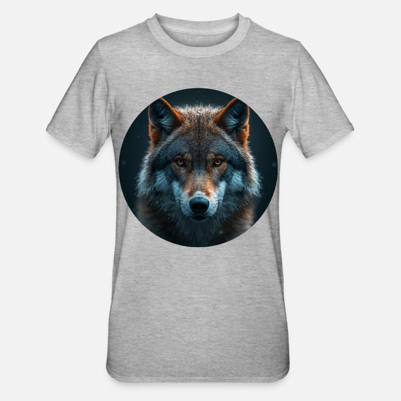 Conception de motif de loup Wildak - T-shirt polycoton Unisexe - gris chiné