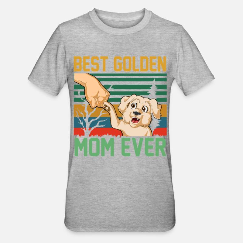 Golden Retriever Mutter Zitat - Unisex Polycotton T-Shirt - Grau meliert