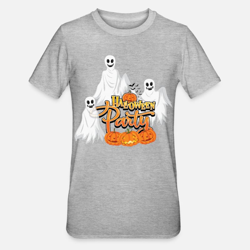 Festa di Halloween - Fantasmi e zucche - Maglietta unisex, mix cotone e poliestere - grigio melange