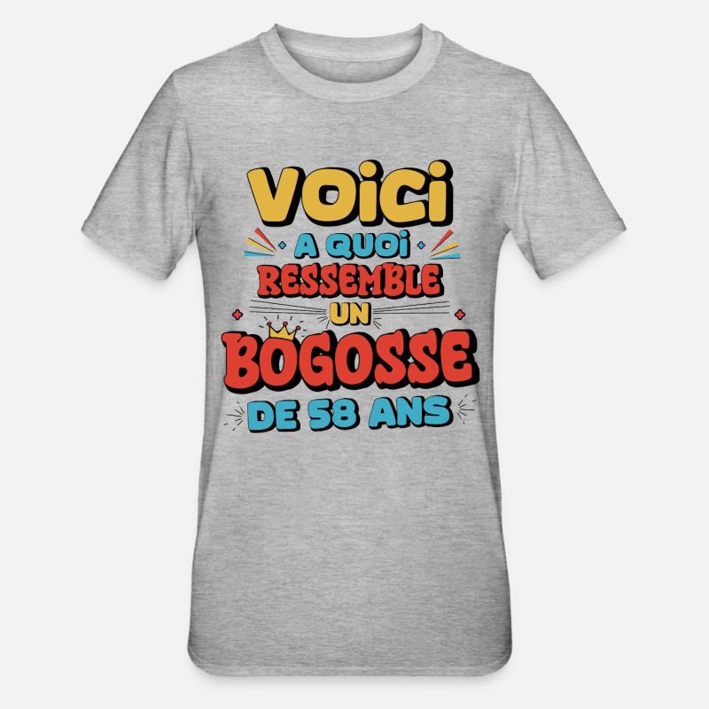 Nostalgischer Humor 58 Jahre alt - Unisex Polycotton T-Shirt - Grau meliert