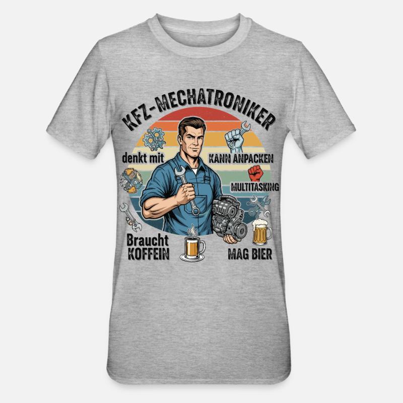 Der Kfz-Mechatroniker - Unisex Polycotton T-Shirt - Grau meliert