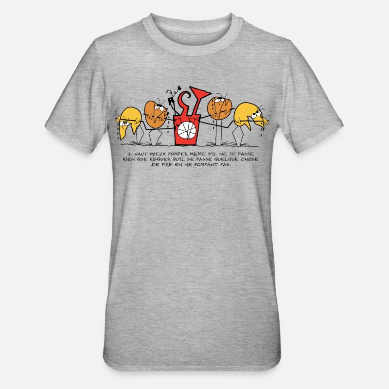 Die Shadoks, ein Leben voller Pumpen! - Unisex Polycotton T-Shirt - Grau meliert