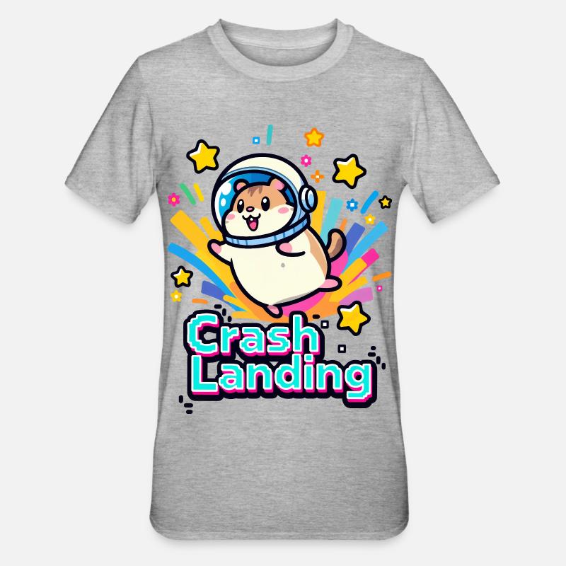 🐹 Hamster Astronaut Forced Landing 2 - Unisex Polycotton T-Shirt - heather grey