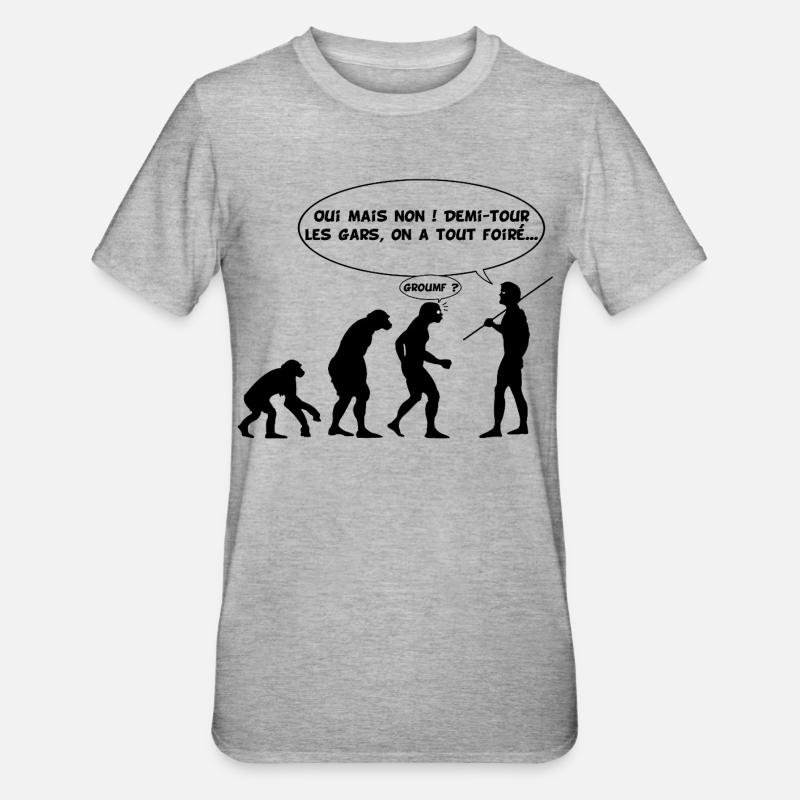 Erreur d'évolution (noir) - T-shirt polycoton Unisexe - gris chiné