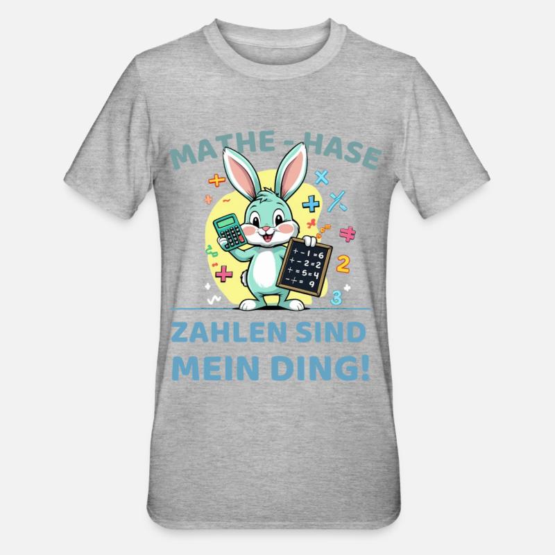 Math bunny with calculation task - Unisex Polycotton T-Shirt - heather grey