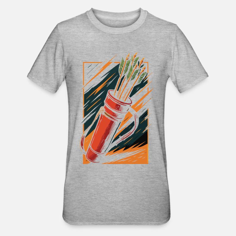 Bogenschießen Bogen Köcher Pfeile Design - Unisex Polycotton T-Shirt - Grau meliert