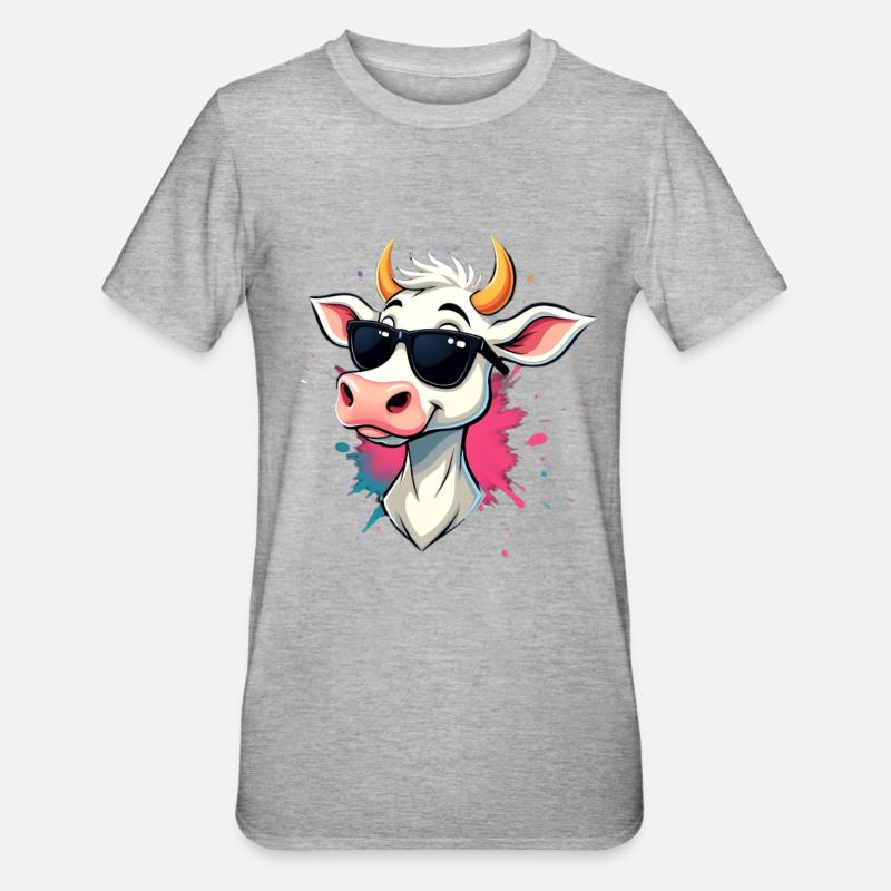 Chillen mit Sonnenbrille Kuh - Unisex Polycotton T-Shirt - Grau meliert