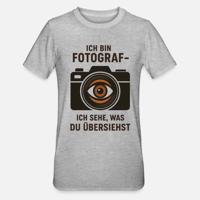 Fotograf Design - Unisex Polycotton T-Shirt - Grau meliert