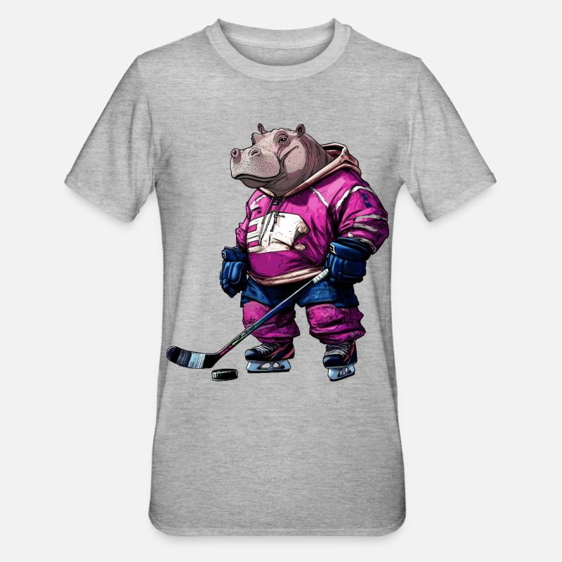 Hippos hockey sur glace - T-shirt polycoton Unisexe - gris chiné