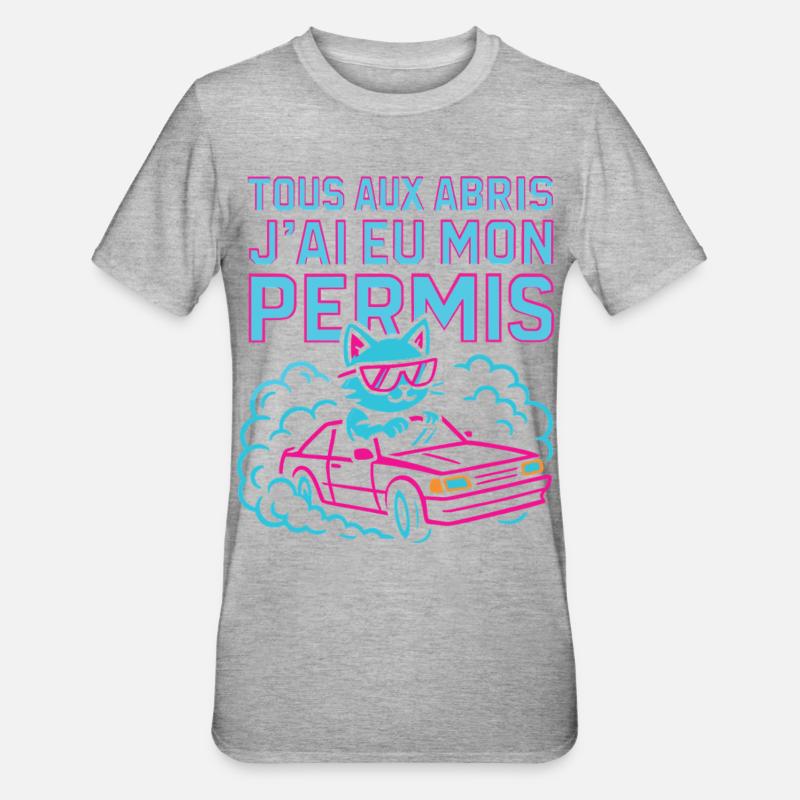 Fahrer Geschenk Führerschein - Unisex Polycotton T-Shirt - Grau meliert