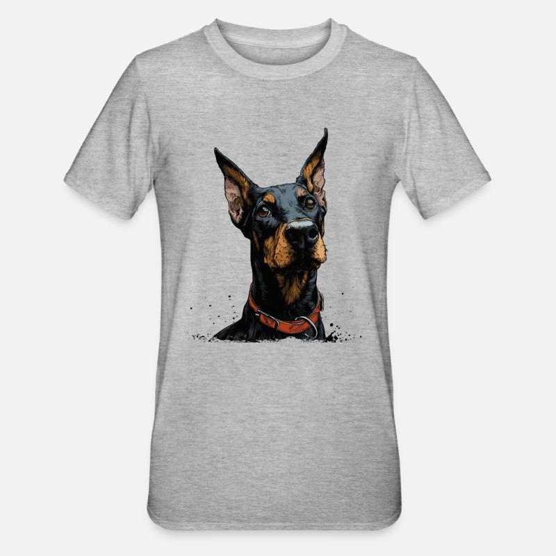 Cooler Dobermann - Unisex Polycotton T-Shirt - Grau meliert