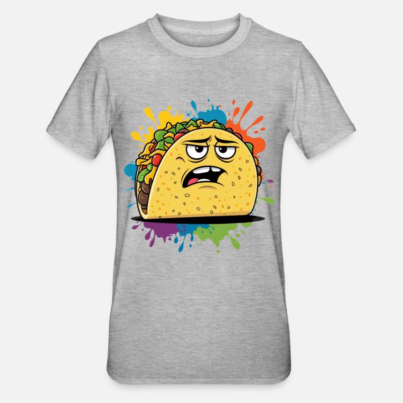 Graphique de taco élégant avec expression - T-shirt polycoton Unisexe - gris chiné