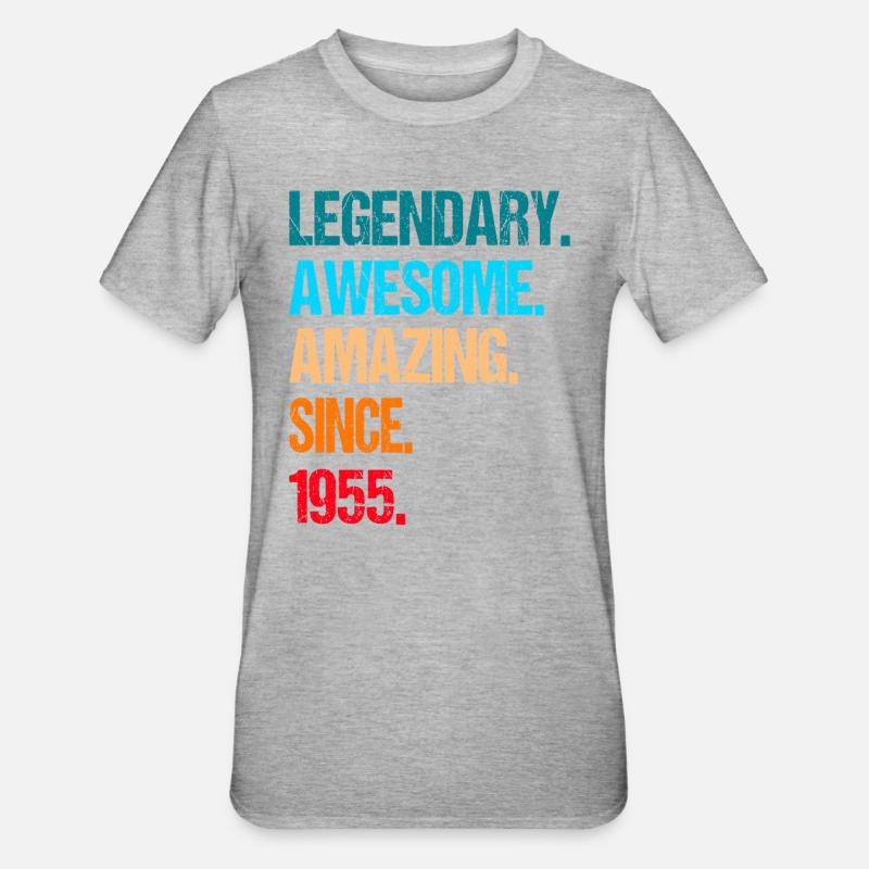 70e anniversaire 1955 - T-shirt polycoton Unisexe - gris chiné