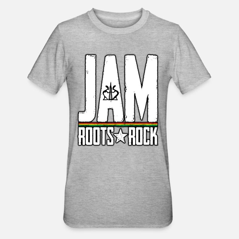Jamaika Roots Rock Design - Unisex Polycotton T-Shirt - Grau meliert