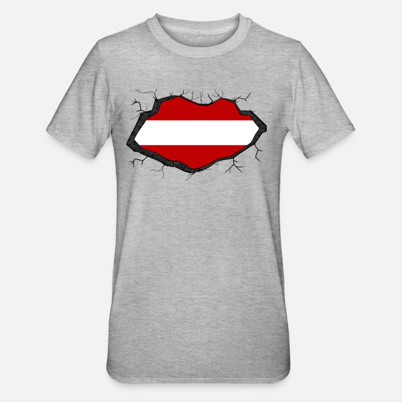 Drapeau de l’Autriche - T-shirt polycoton Unisexe - gris chiné