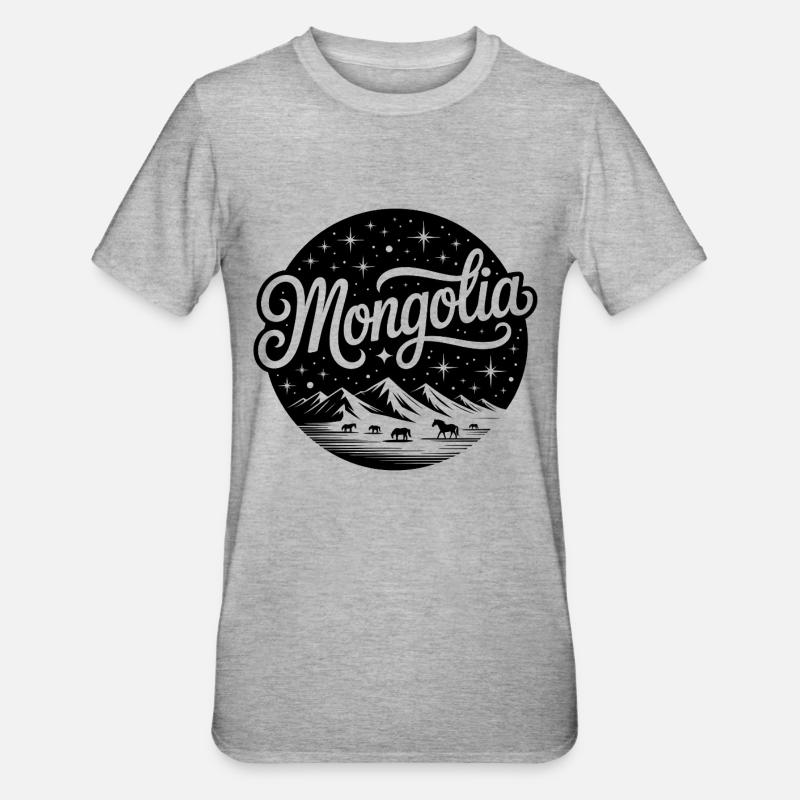 Mongolia - Souvenir Design - Unisex Polycotton T-Shirt - heather grey