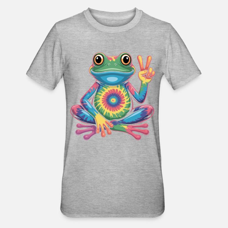 Frosch Tie-Dye Hippie Frieden Zeichen - Unisex Polycotton T-Shirt - Grau meliert
