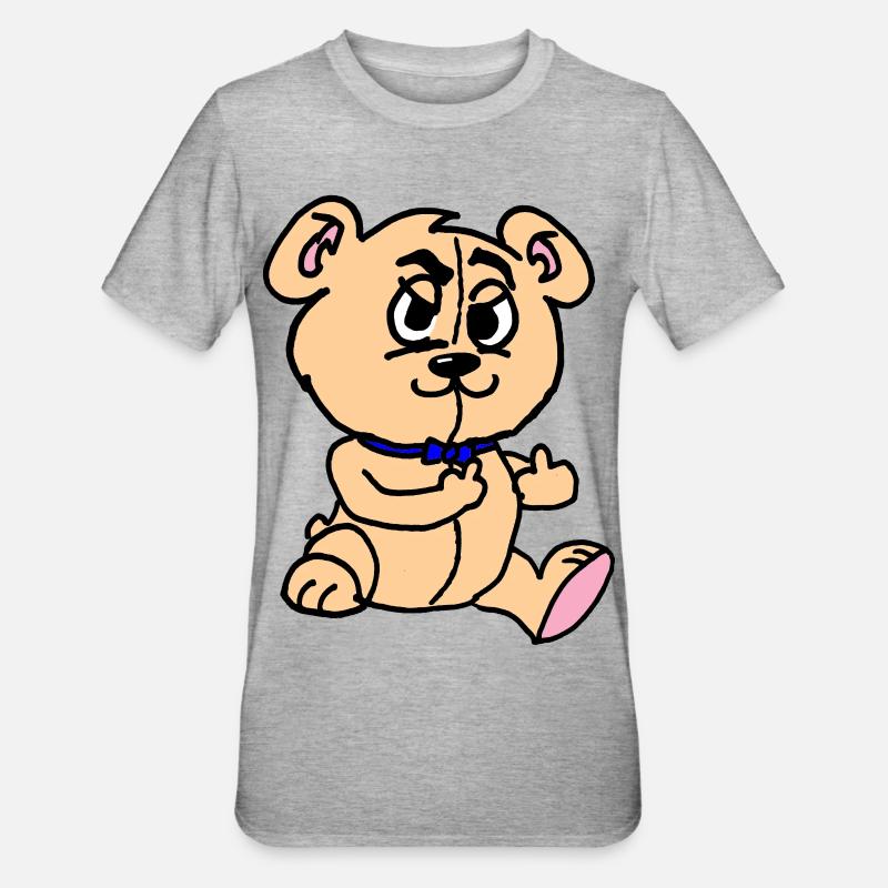 Chiot mignon avec collier bleu - T-shirt polycoton Unisexe - gris chiné