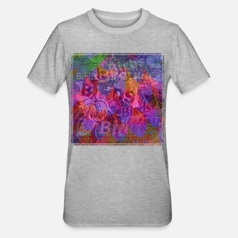 Mots & Oiseaux V1 - T-shirt polycoton Unisexe - gris chiné