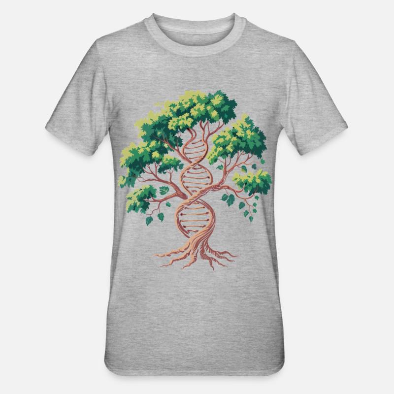 Lebensbaum DNA Verschmelzung - Unisex Polycotton T-Shirt - Grau meliert