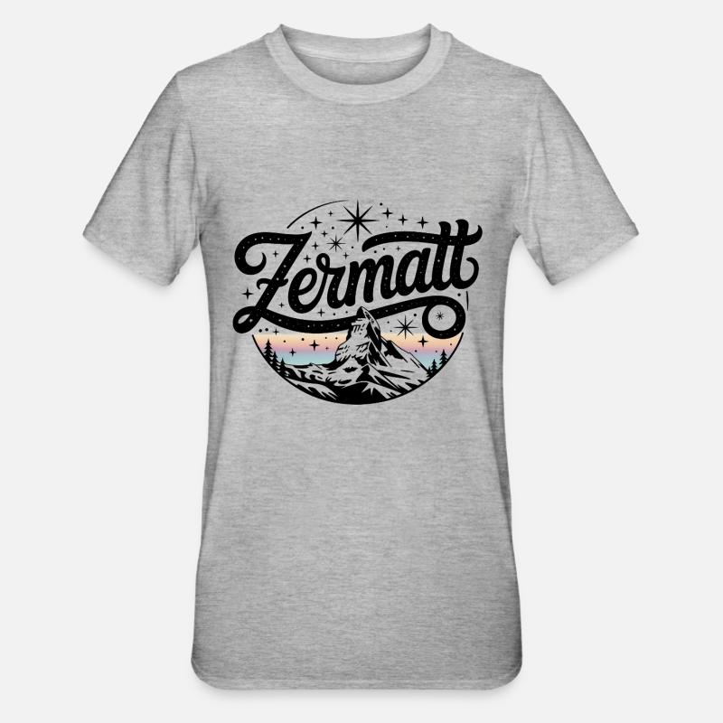 Zermatt - Conception de souvenirs - T-shirt polycoton Unisexe - gris chiné