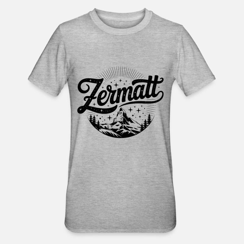 Zermatt - Conception de souvenirs - T-shirt polycoton Unisexe - gris chiné