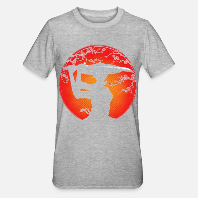 Samurai-Mädchen - Unisex Polycotton T-Shirt - Grau meliert