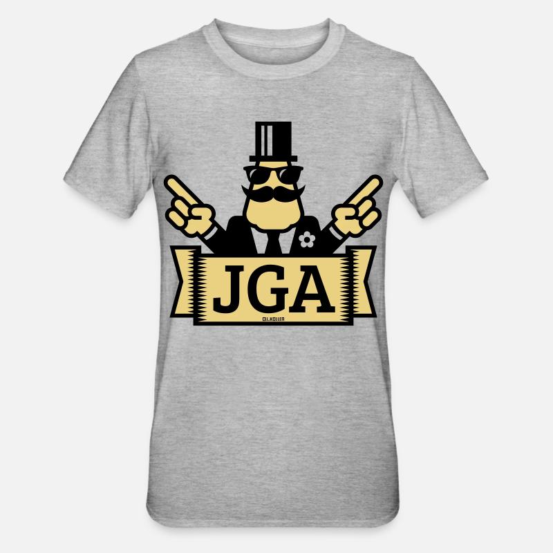 JGA Handzeichen (Junggesellenabschied / 2C) - Unisex Polycotton T-Shirt - Grau meliert