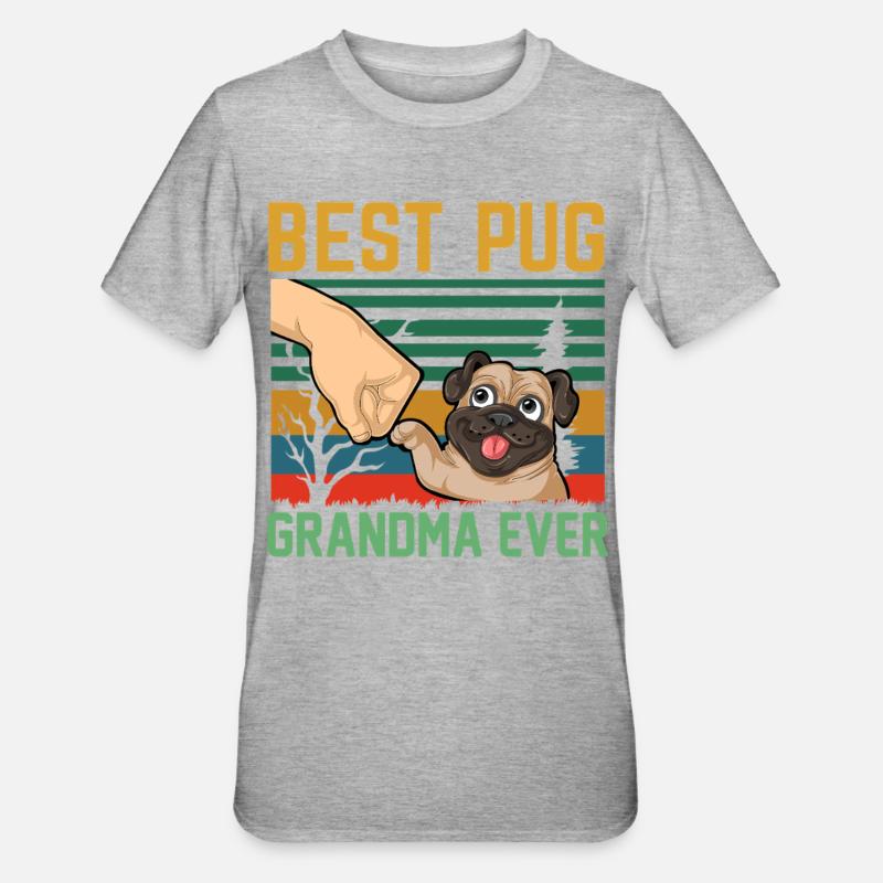 Mops-Oma - Unisex Polycotton T-Shirt - Grau meliert