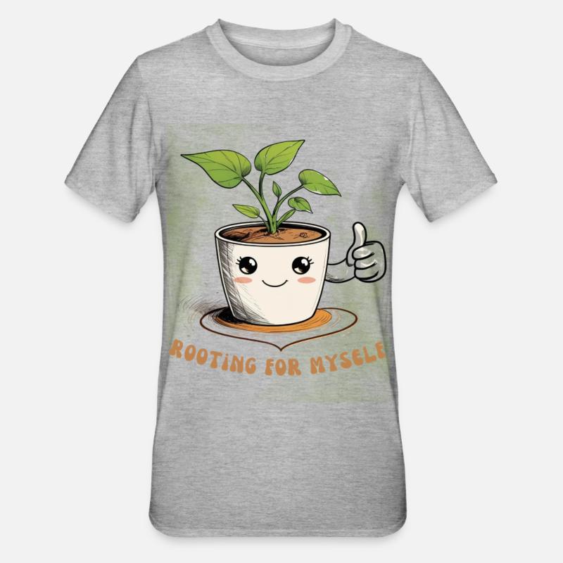 Mignon pot de fleurs avec breloque - T-shirt polycoton Unisexe - gris chiné